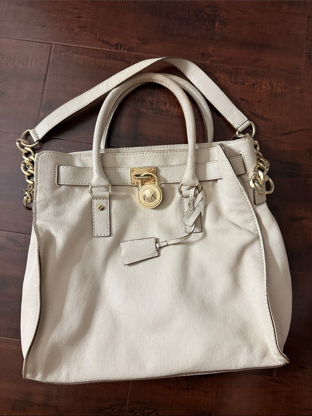 Michael Kors Cream Leather with Gold-Tone Hardware